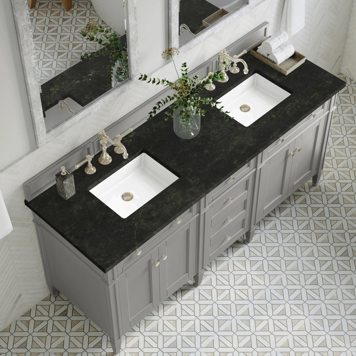 Brittany 72" Double Vanity, Urban Gray, w/ 3 CM Phantome Eclos Top, view 6