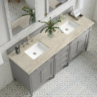 Brittany 72" Double Vanity, Urban Gray, w/ 3 CM Tajnar Eclos Top, view 6