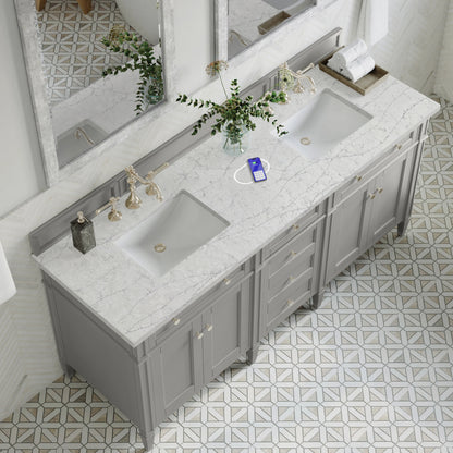 Brittany 72" Double Vanity, Urban Gray w/ 3 CM Eternal Jasmine Pearl Silestone Top w/FreePower Wireless Charger, view 10