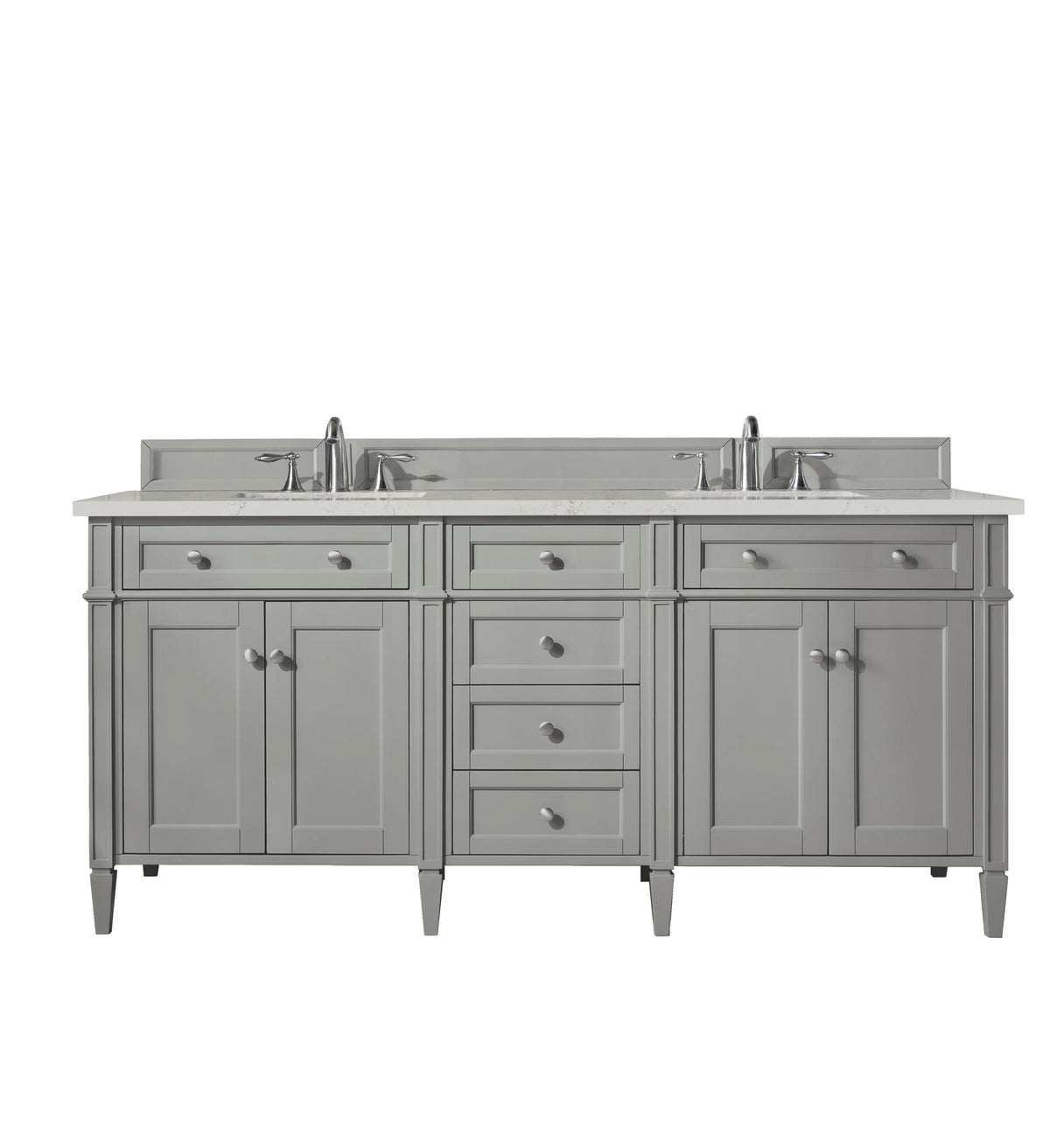 Brittany 72" Double Vanity, Urban Gray, w/ 3 CM Siberian Silestone Top w/FreePower Wireless Charger