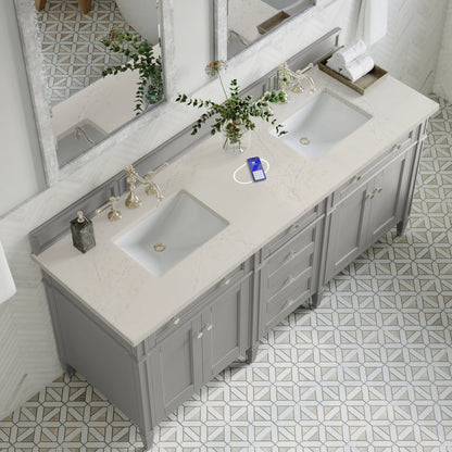 Brittany 72" Double Vanity, Urban Gray, w/ 3 CM Siberian Silestone Top w/FreePower Wireless Charger, view 8
