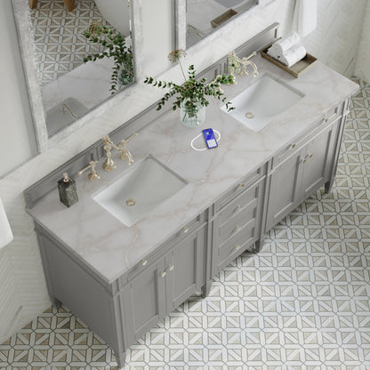 Brittany 72" Double Vanity, Urban Gray w/ 3 CM Victorian Silver Silestone Top w/FreePower Wireless Charger, view 10