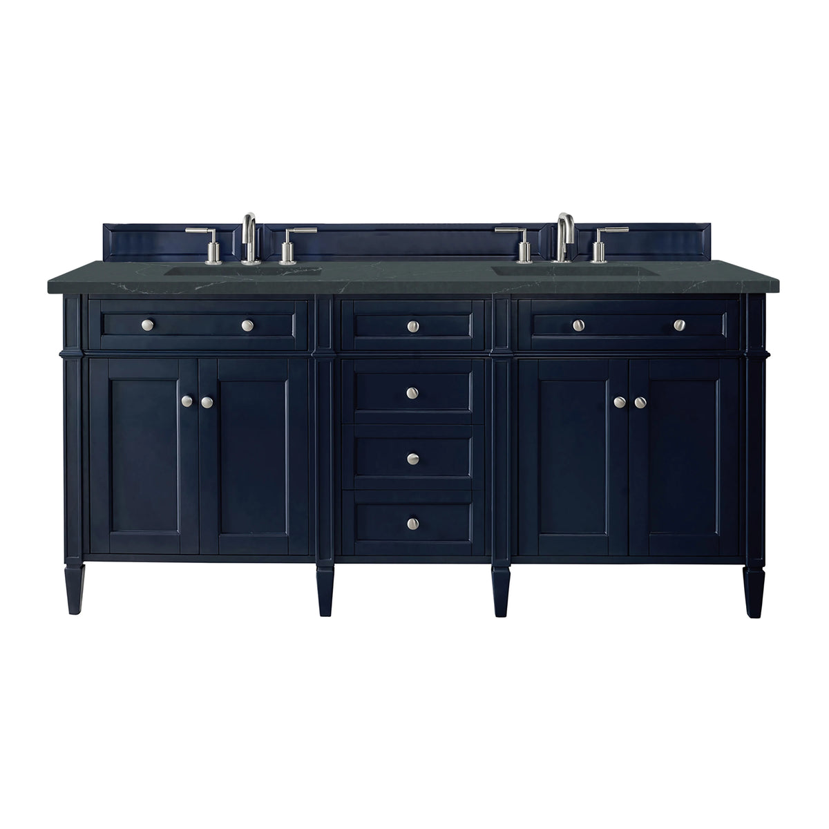 Brittany 72" Double Vanity, Victory Blue w/ 3 CM Charcoal Soapstone Silestone Top