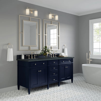 Brittany 72" Double Vanity, Victory Blue w/ 3 CM Charcoal Soapstone Silestone Top, view 4
