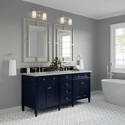 Brittany 72" Double Vanity, Victory Blue w/ 3 CM Eternal Jasmine Pearl Silestone Top, view 4