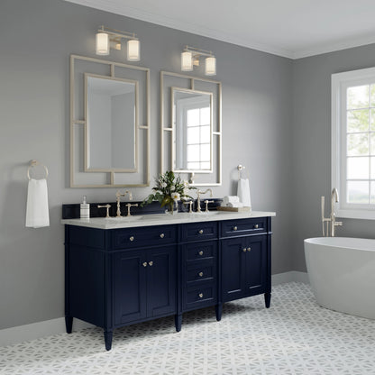 Brittany 72" Double Vanity, Victory Blue w/ 3 CM Ethereal Noctis Silestone Top, view 4