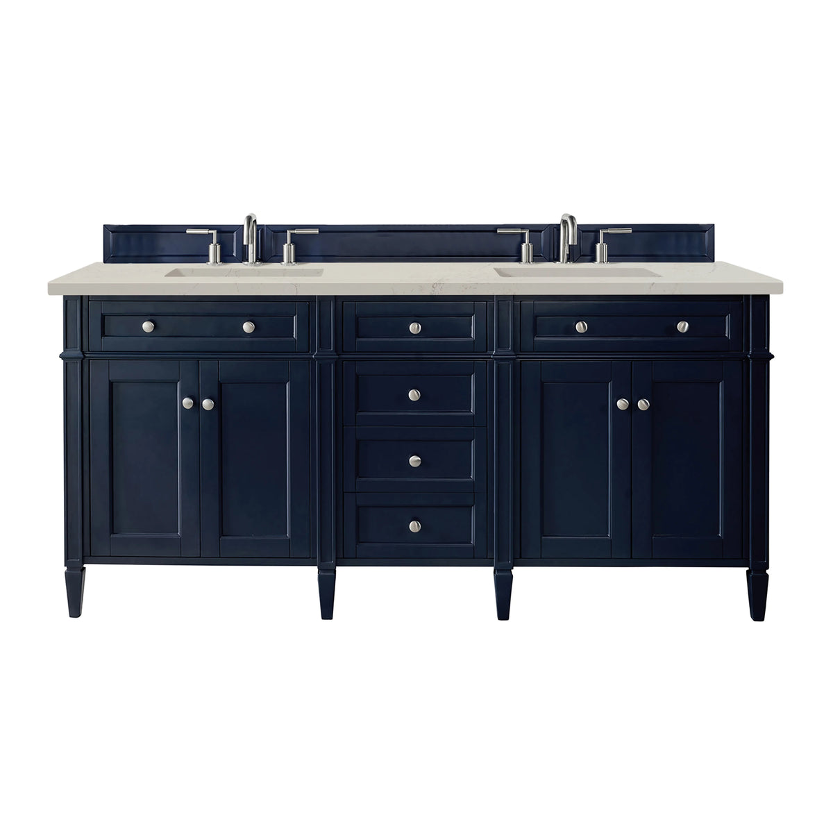 Brittany 72" Double Vanity, Victory Blue, w/ 3 CM Siberian Silestone Top