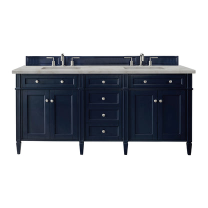 Brittany 72" Double Vanity, Victory Bleu w/ 3 CM Victorian Silver Silestone Top