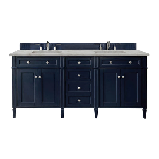 Brittany 72" Double Vanity, Victory Bleu w/ 3 CM Victorian Silver Silestone Top