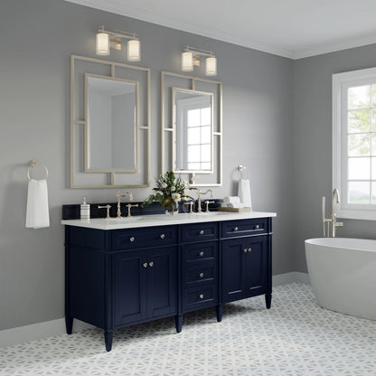 Brittany 72" Double Vanity, Victory Blue w/ 3 CM White Zeus Silestone Top, view 4