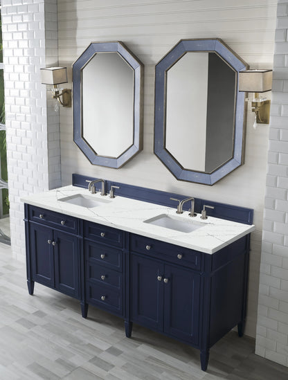 Brittany 72" Double Vanity, Victory Blue w/ 3 CM Ethereal Noctis Silestone Top w/FreePower Wireless Charger, view 7