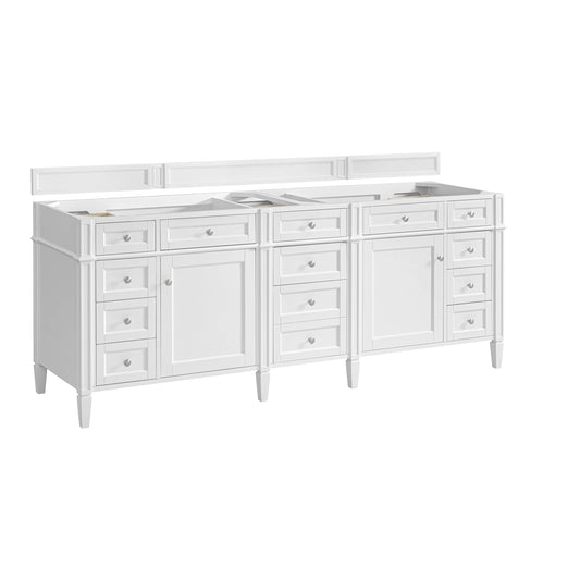 Brittany 84" Double Vanity, Bright White w/ 3 CM Eternal Jasmine Pearl Top, view 2