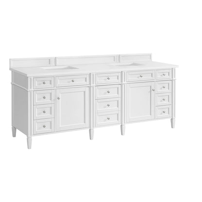 Brittany 84" Double Vanity, Bright White w/ 3 CM White Zeus Top, view 19
