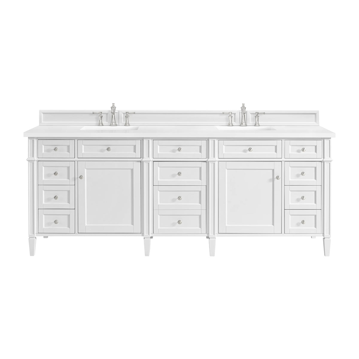 Brittany 84" Double Vanity, Bright White w/ 3 CM White Zeus Top, view 2