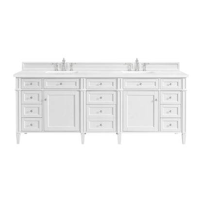 Brittany 84" Double Vanity, Bright White w/ 3 CM White Zeus Top, view 2