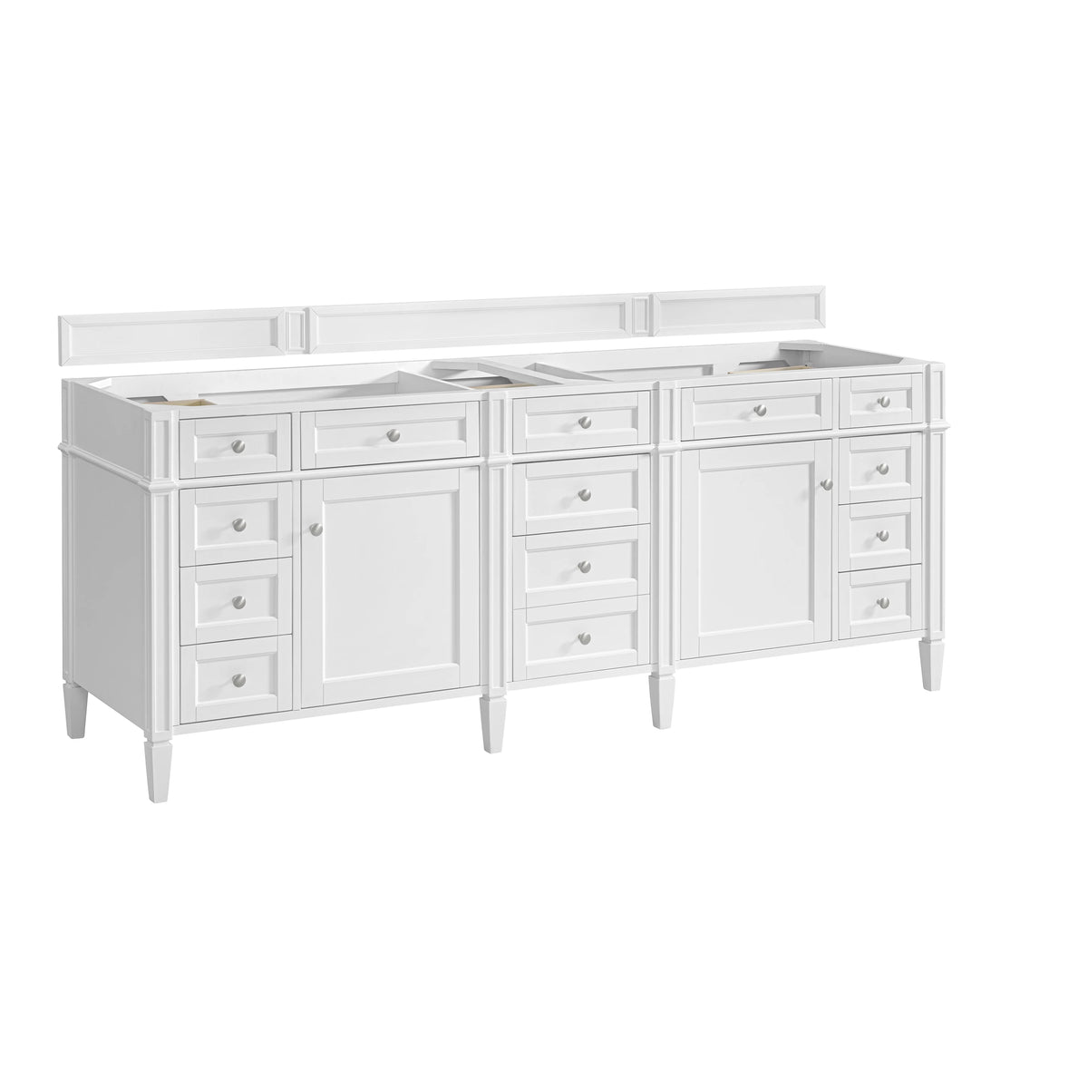 Brittany 84" Double Vanity, Bright White w/ 3 CM Eternal Jasmine Pearl Top w/FreePower Wireless Charger, view 2