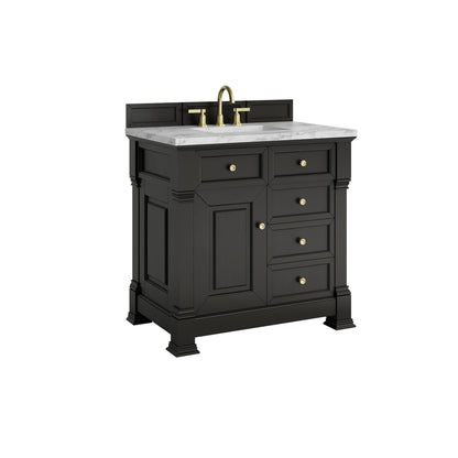 Brookfield 36" Single Vanity, Black Onyx w/3 CM Carrara White Marble Top, view 10
