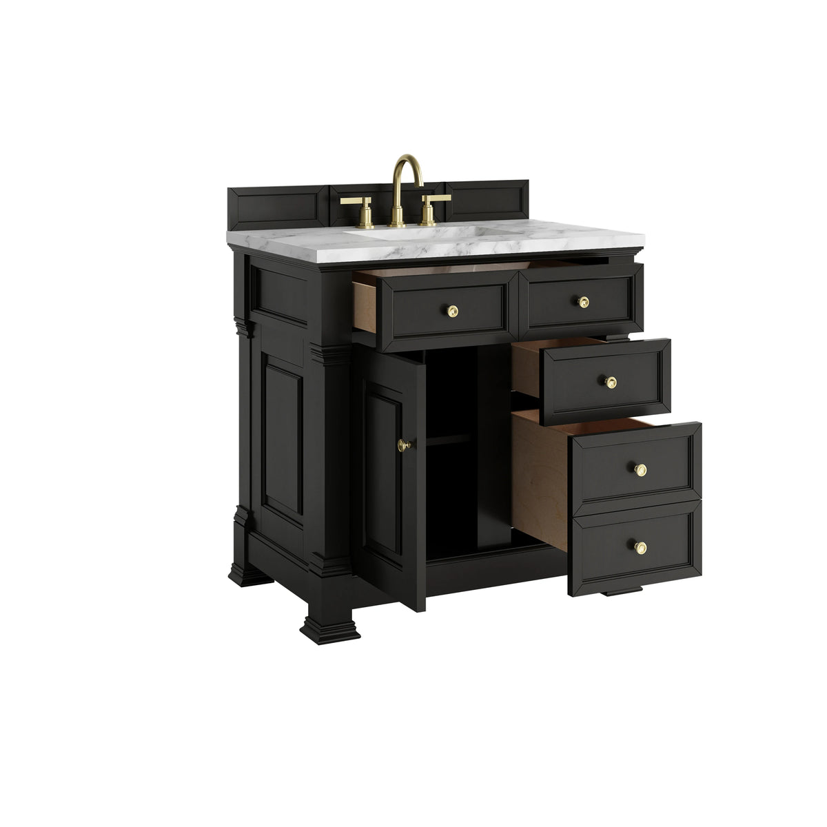 Brookfield 36" Single Vanity, Black Onyx w/3 CM Carrara White Marble Top, view 8