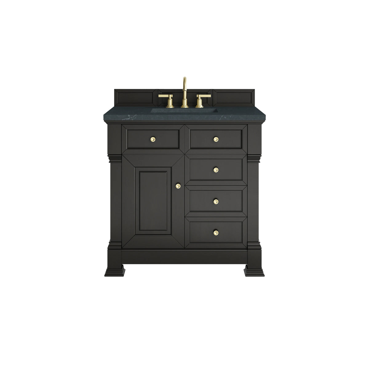 Brookfield 36" Single Vanity, Black Onyx w/3 CM Charcoal Soapstone Silestone Top
