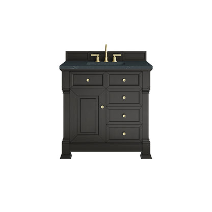 Brookfield 36" Single Vanity, Black Onyx w/3 CM Charcoal Soapstone Silestone Top