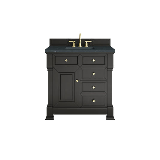 Brookfield 36" Single Vanity, Black Onyx w/3 CM Charcoal Soapstone Silestone Top