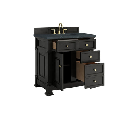 Brookfield 36" Single Vanity, Black Onyx w/3 CM Charcoal Soapstone Silestone Top, view 8