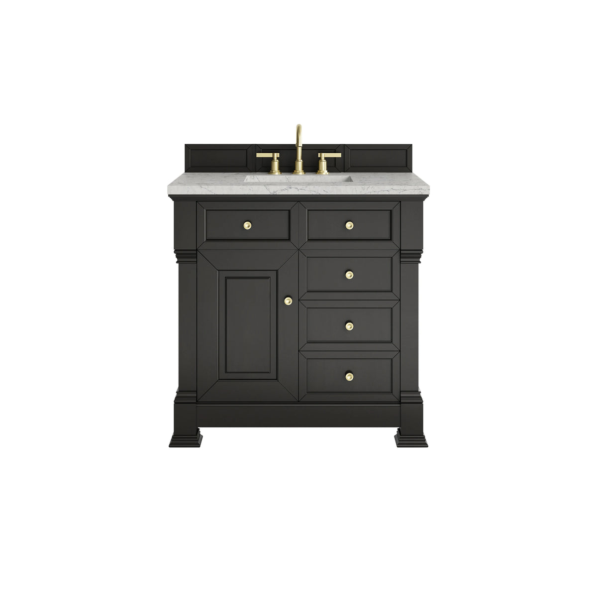 Brookfield 36" Single Vanity, Black Onyx w/ 3 CM Eternal Jasmine Pearl Silestone Top