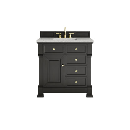 Brookfield 36" Single Vanity, Black Onyx w/ 3 CM Eternal Jasmine Pearl Silestone Top