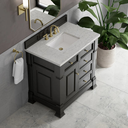 Brookfield 36" Single Vanity, Black Onyx w/ 3 CM Eternal Jasmine Pearl Silestone Top, view 7