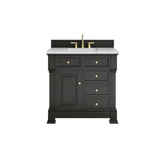Brookfield 36" Single Vanity, Black Onyx w/ 3 CM Ethereal Noctis Silestone Top