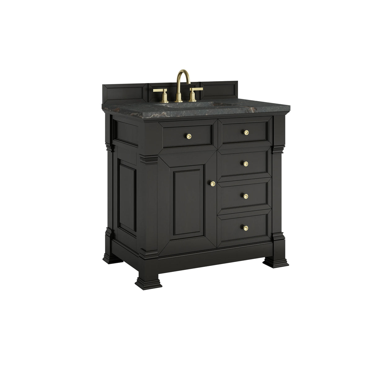 Brookfield 36" Single Vanity, Black Onyx w/ 3 CM Parisien Bleu Silestone Top, view 10