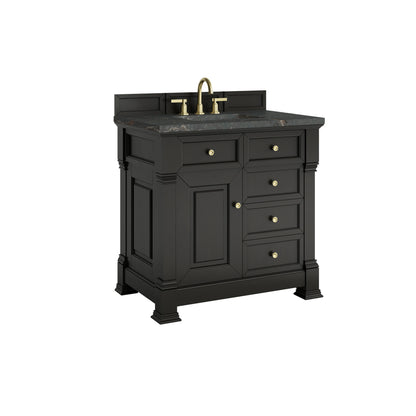 Brookfield 36" Single Vanity, Black Onyx w/ 3 CM Parisien Bleu Silestone Top, view 10