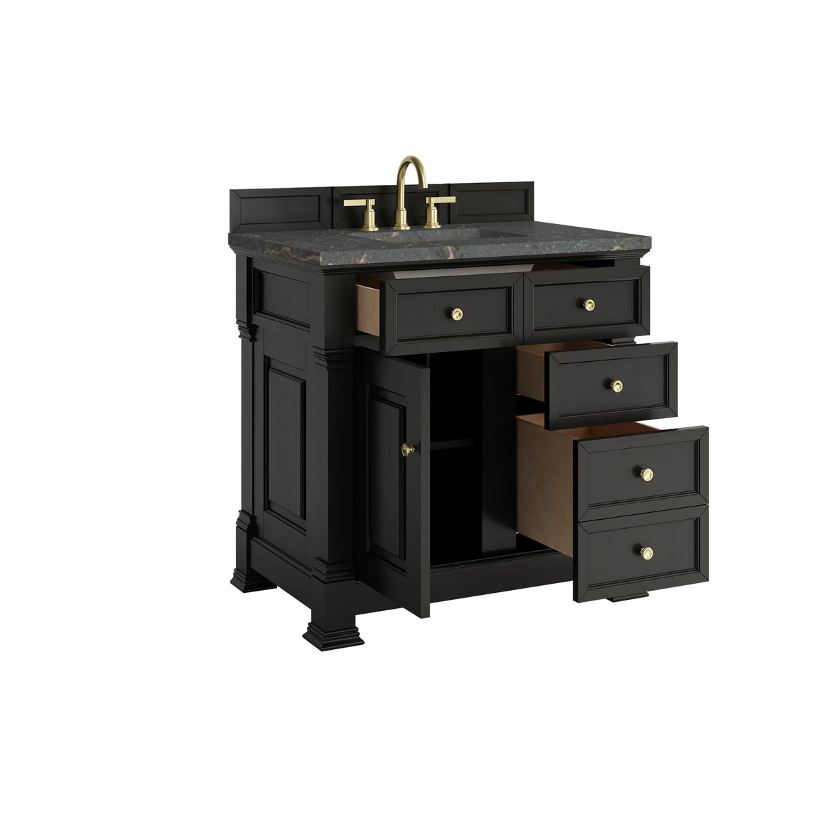 Brookfield 36" Single Vanity, Black Onyx w/ 3 CM Parisien Bleu Silestone Top, view 8