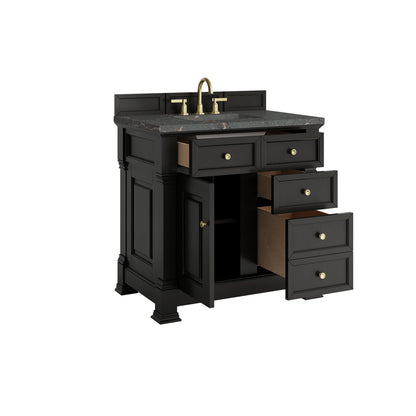 Brookfield 36" Single Vanity, Black Onyx w/ 3 CM Parisien Bleu Silestone Top, view 8