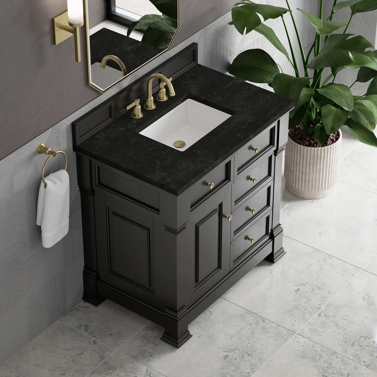 Brookfield 36" Single Vanity, Black Onyx, w/ 3 CM Phantome Eclos Top, view 7
