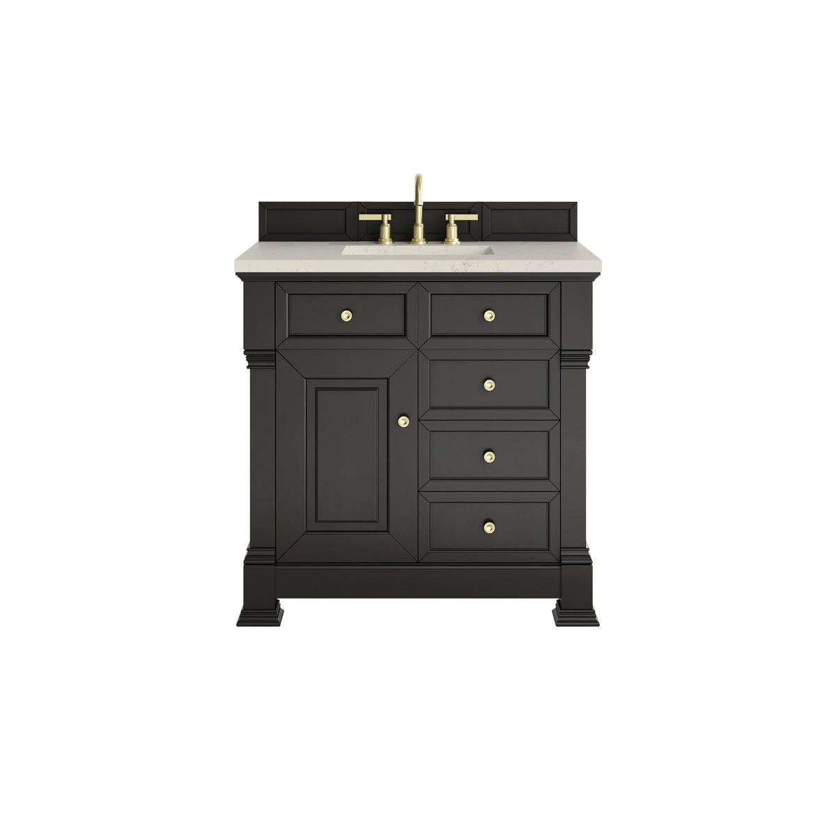 Brookfield 36" Single Vanity, Black Onyx, w/ 3 CM Siberian Silestone Top