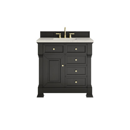 Brookfield 36" Single Vanity, Black Onyx, w/ 3 CM Siberian Silestone Top