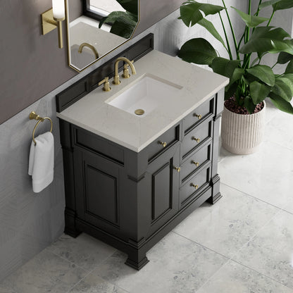 Brookfield 36" Single Vanity, Black Onyx, w/ 3 CM Siberian Silestone Top, view 7