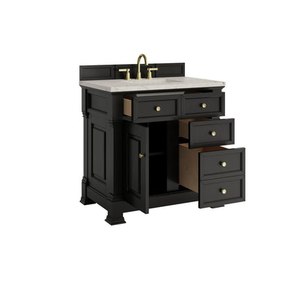 Brookfield 36" Single Vanity, Black Onyx w/ 3 CM Victorian Silver Silestone Top, view 8