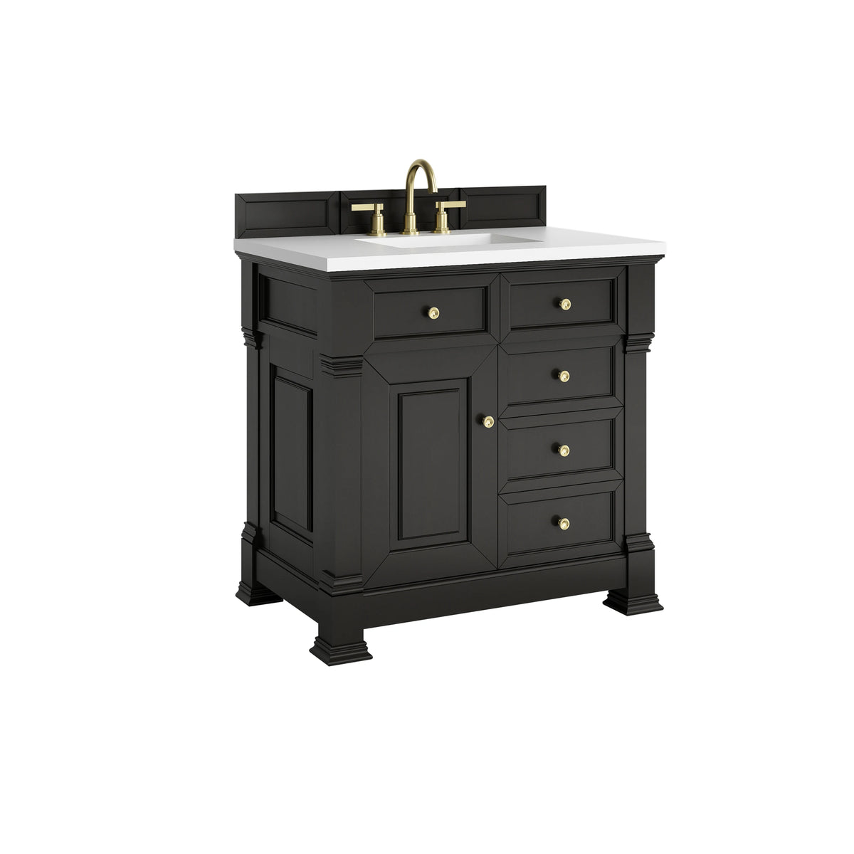 Brookfield 36" Single Vanity, Black Onyx,  w/ 3 CM White Zeus Silestone Top, view 10