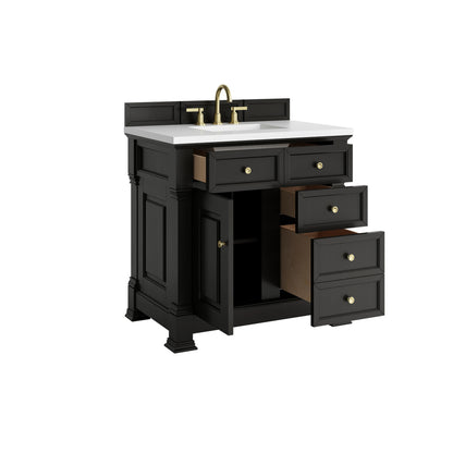 Brookfield 36" Single Vanity, Black Onyx,  w/ 3 CM White Zeus Silestone Top, view 8