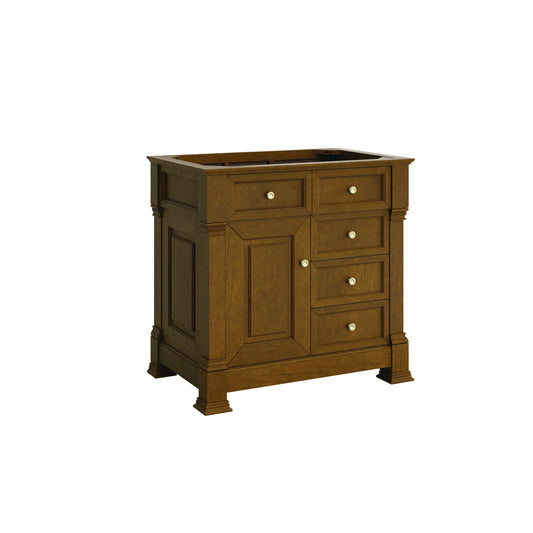 Brookfield 36" Single Vanity, Honey Oak w/ 3 cm Carrara White Marble Top, view 2