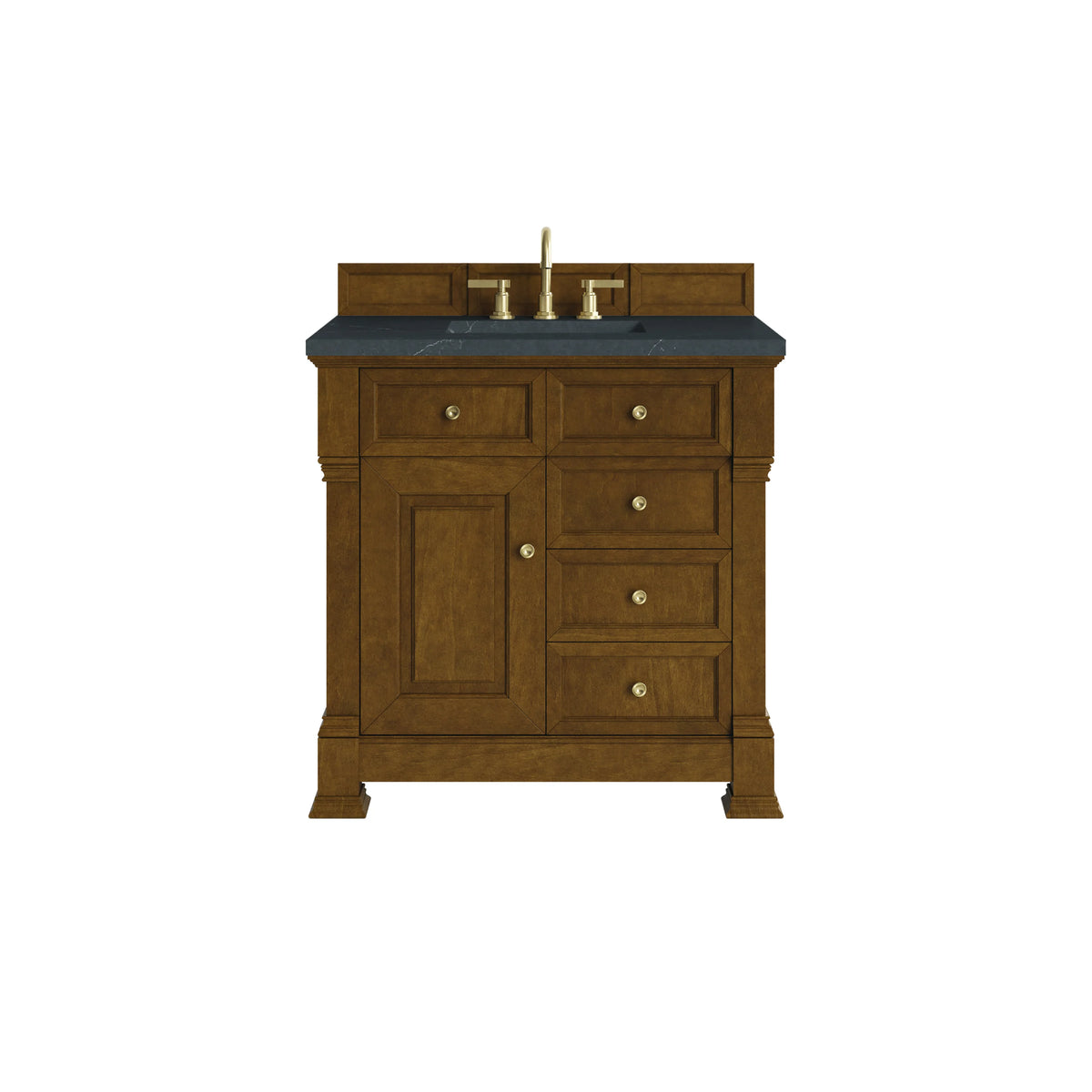 Brookfield 36" Single Vanity, Honey Oak w/ 3 CM Charcoal Soapstone Silestone Top