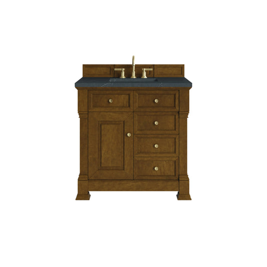 Brookfield 36" Single Vanity, Honey Oak w/ 3 CM Charcoal Soapstone Silestone Top