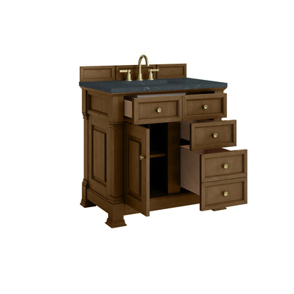 Brookfield 36" Single Vanity, Honey Oak w/ 3 CM Charcoal Soapstone Silestone Top, view 8