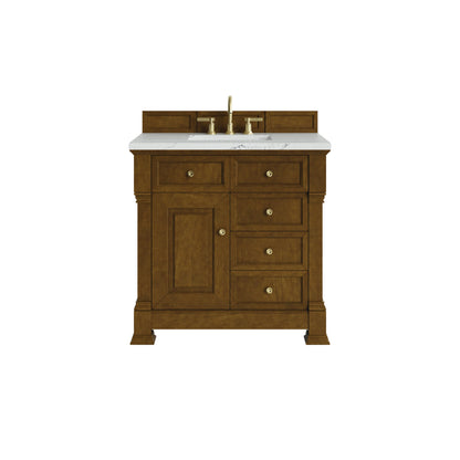 Brookfield 36" Single Vanity, Honey Oak w/ 3 CM Ethereal Noctis Silestone Top