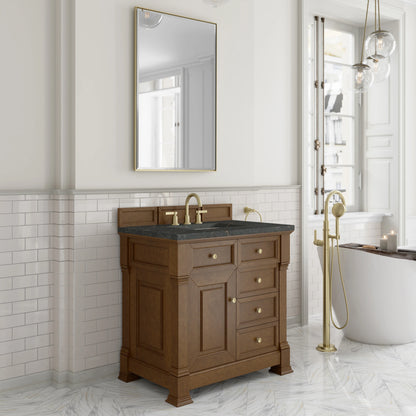 Brookfield 36" Single Vanity, Honey Oak w/ 3 CM Parisien Bleu Silestone Top, view 4
