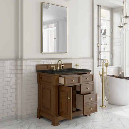 Brookfield 36" Single Vanity, Honey Oak, w/ 3 CM Phantome Eclos Top, view 5