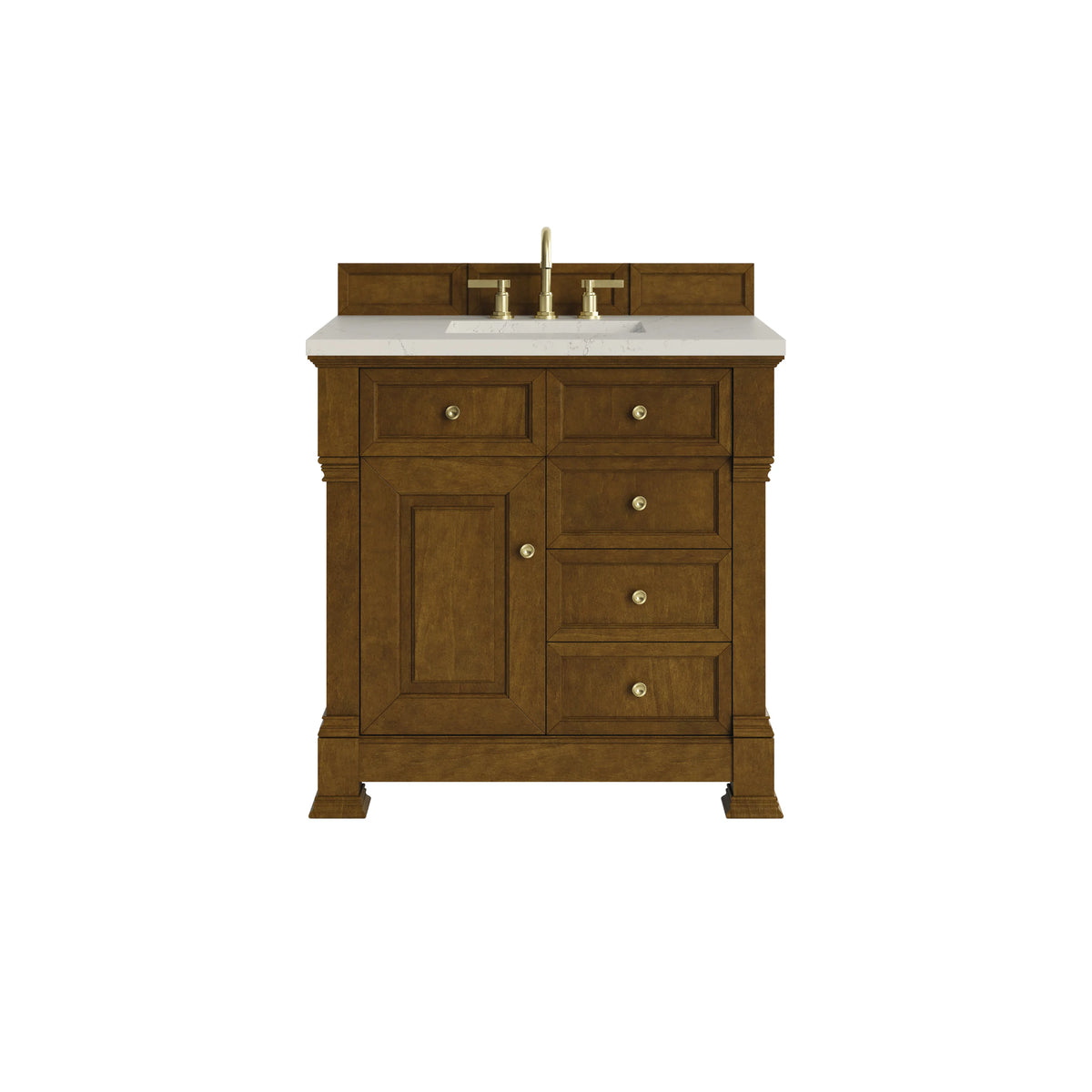 Brookfield 36" Single Vanity, Honey Oak, w/ 3 CM Siberian Silestone Top