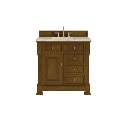 Brookfield 36" Single Vanity, Honey Oak, w/ 3 CM Tajnar Eclos Top